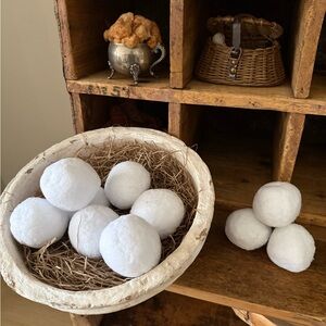 Bundle of 10 White Snowballs Winter Christmas Home Decor